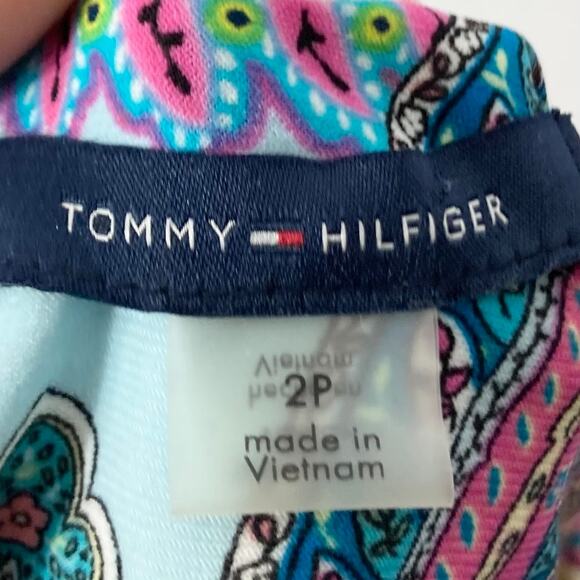 TOMMY HILFIGER Dress Size 2/XS Petite Multicolor Bold Jaipur Paisley Bell Sleeve - Picture 3 of 8